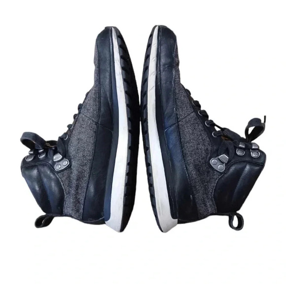 Roots Rideau  Mid Sneaker Grey Black Wool Leather Size 6 - Picture 6 of 13